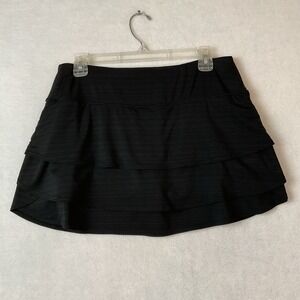Athleta Swagger Layered Skort Womens M Black Ruffles Tennis Golf Pickleball